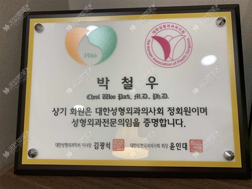 韩国整形外科医师社会正式会员证书