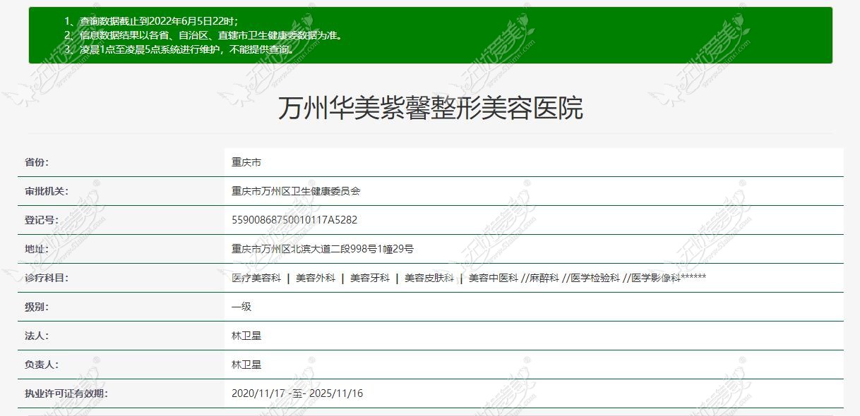 万州华美紫馨整形医院认证资质