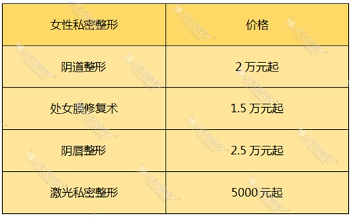 韩国好手艺私密整形价格表