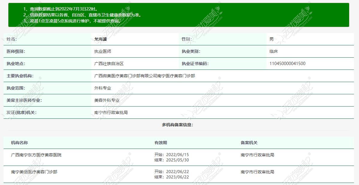 www.51aimei.com提供的龙海波医生个人信息