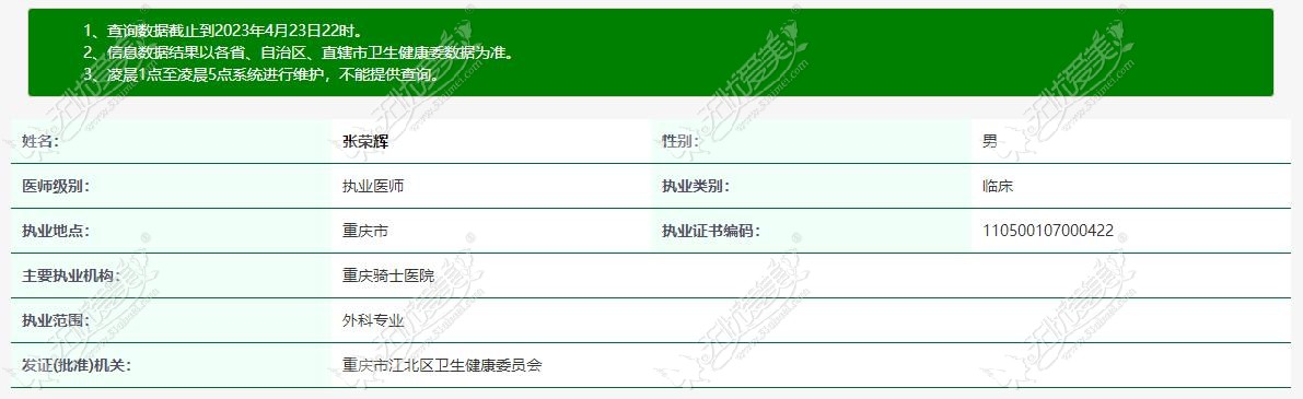 张荣辉医生认证信息www.51aimei.com